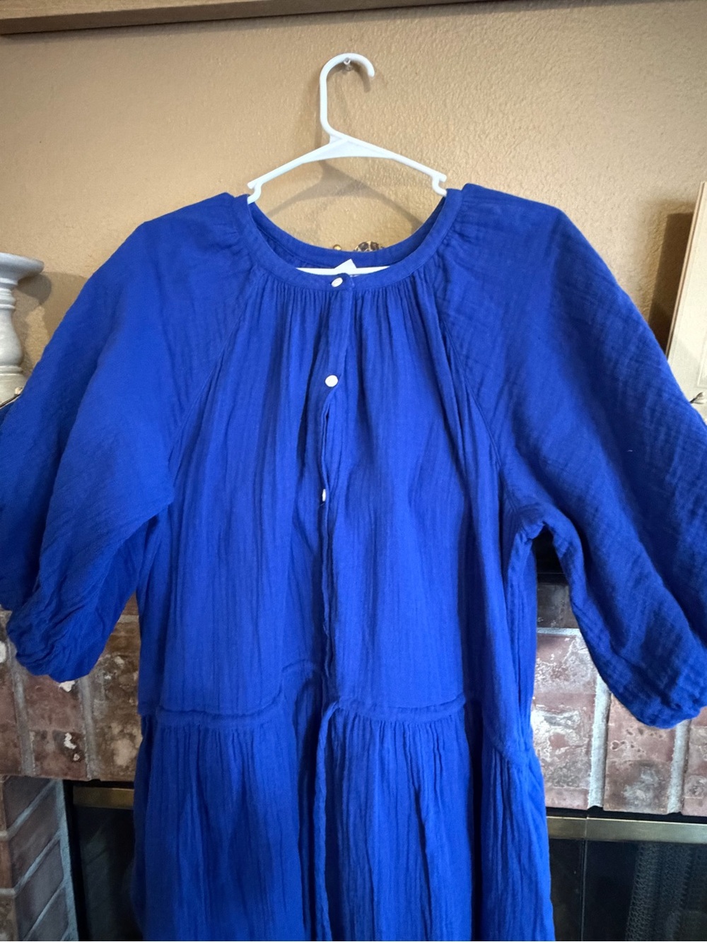Old Navy Royal Blue Tiered Button-Front Cotton Dress